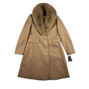 Kate Spade New York Wool Blend Removable Collar Coat Camel Size M